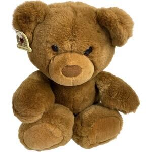 Heartline 1987 Brown Teddy Bear Plush Stuffed Animal 15" EUC with Tag